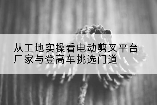 杨浦区电动剪叉升降平台厂家-从工地实操看电动剪叉平台厂家与登高车挑选门道